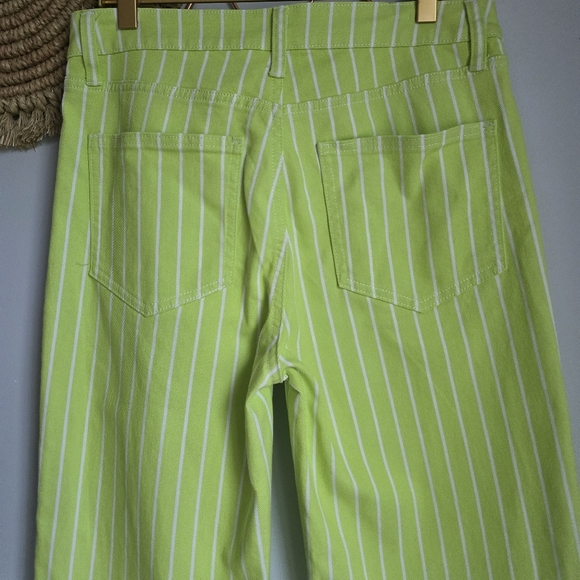 Victor Glemaud x Target, Lime Green Striped Denim Straight Leg Jeans, Size 2 - Picture 5 of 8